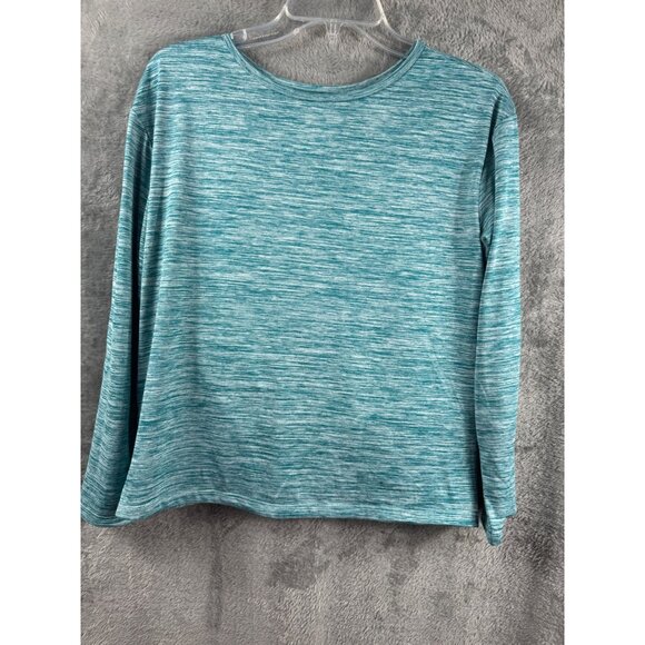 Xersion Womens Quick-Dri Blue Heathered Twist Front Long Sleeve Top L - Picture 9 of 9